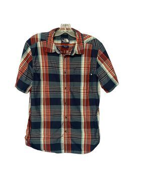 The North Face Red and Blue Casual Button Down Shirt sz Large